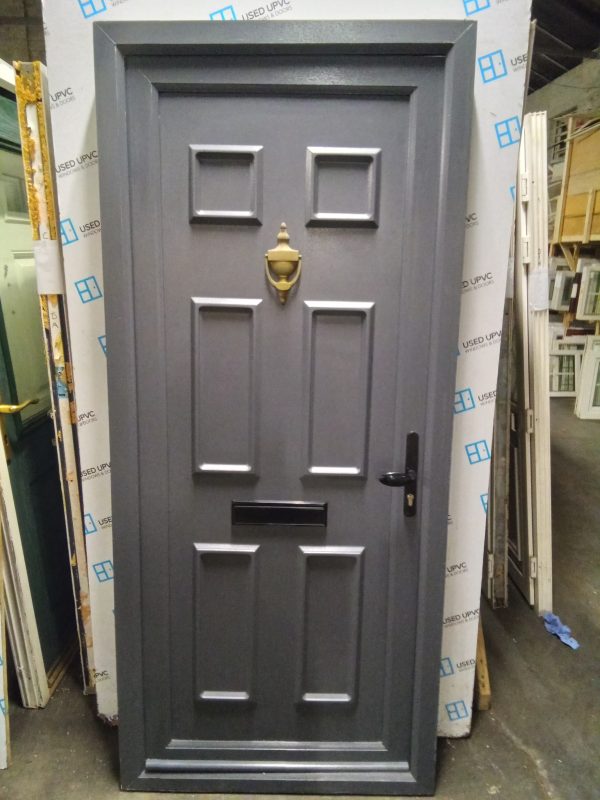 Used anthracite grey upvc front door 910mm x 2055mm 0379
