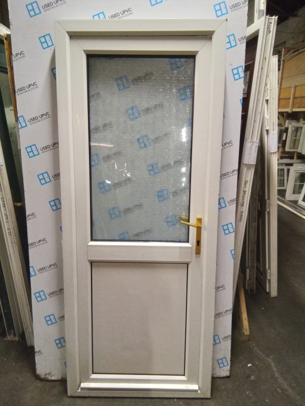 Used white Upvc Back Door 840mm x 2055mm 0373