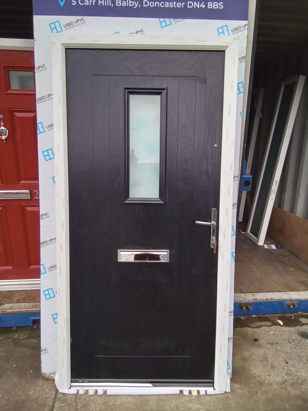 New black on white composite front door 1015mm x 2060mm C2D034