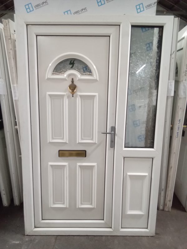 Used white Upvc front door and side panel 1310mm x 2050mm DS019