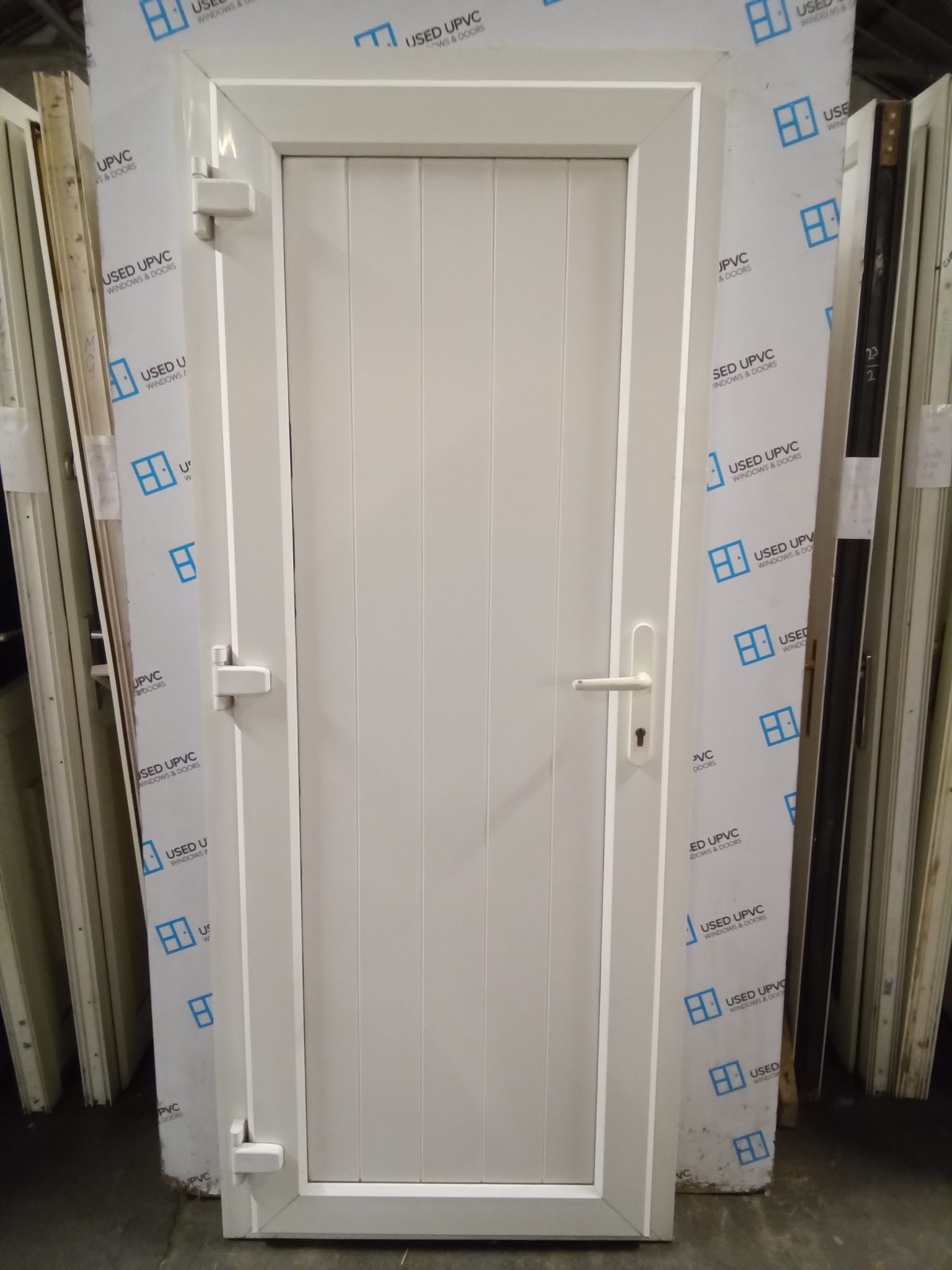 Used white Upvc Back Door (OUTWARDS OPENING) 850mm x 2055mm (835mm
