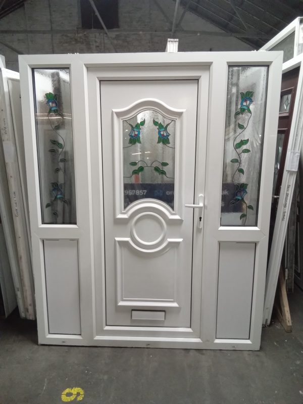 Used White Upvc Front Door Two Side Panels 1670mm x 2060mm DS034