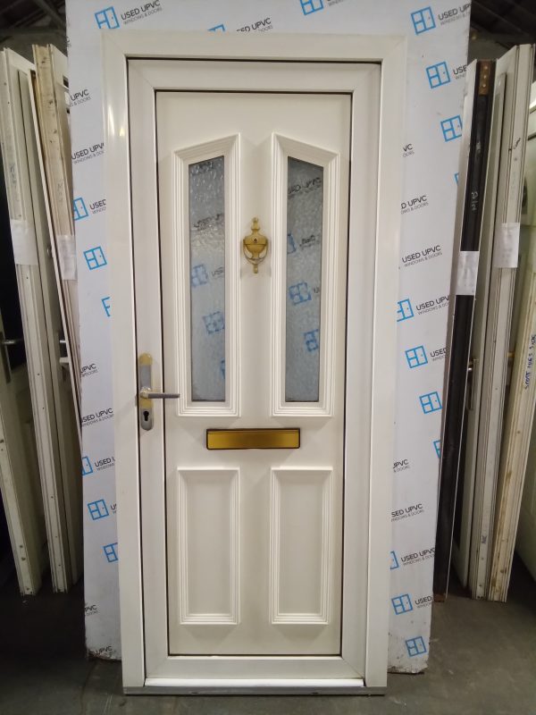 Used whote Upvc Front Door 875mm x 2060mm 0448