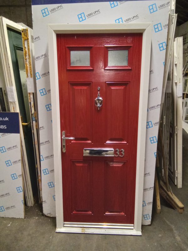 Used Red Upvc Composite Front Door 889mm x 2000mm 0275