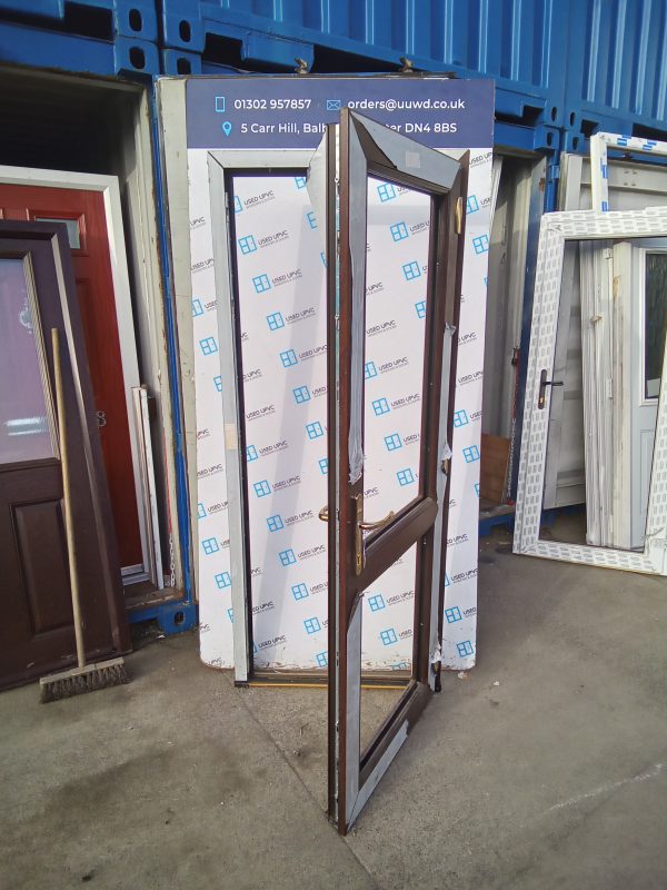 Brand new rosewood upvc door and frame (unglazed) 860mm x 2070mm C2014 - Image 2