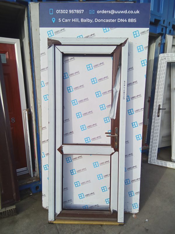 Brand new rosewood upvc door and frame (unglazed) 860mm x 2070mm C2014 - Image 3