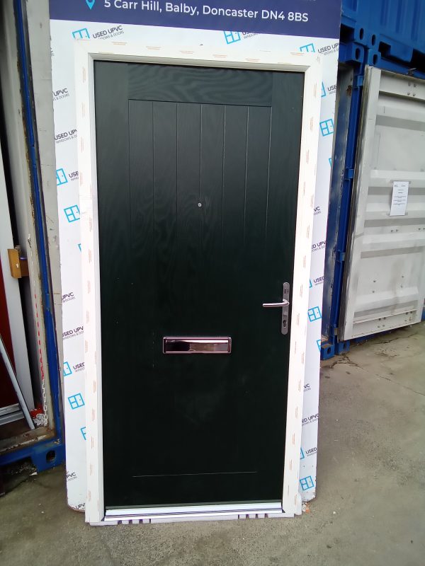 Brand new green on white composite door 980mm x 2060mm COMP11