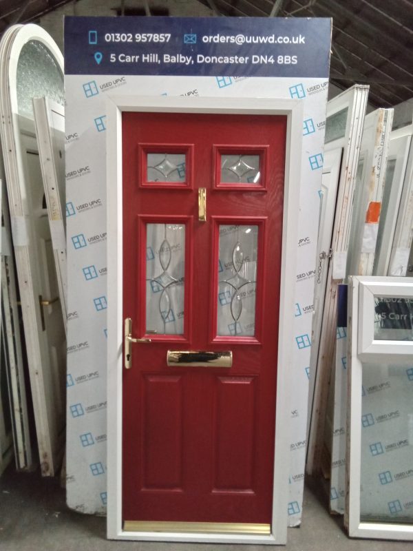 Used red Composite Front door 865mm x 2070mm 0264