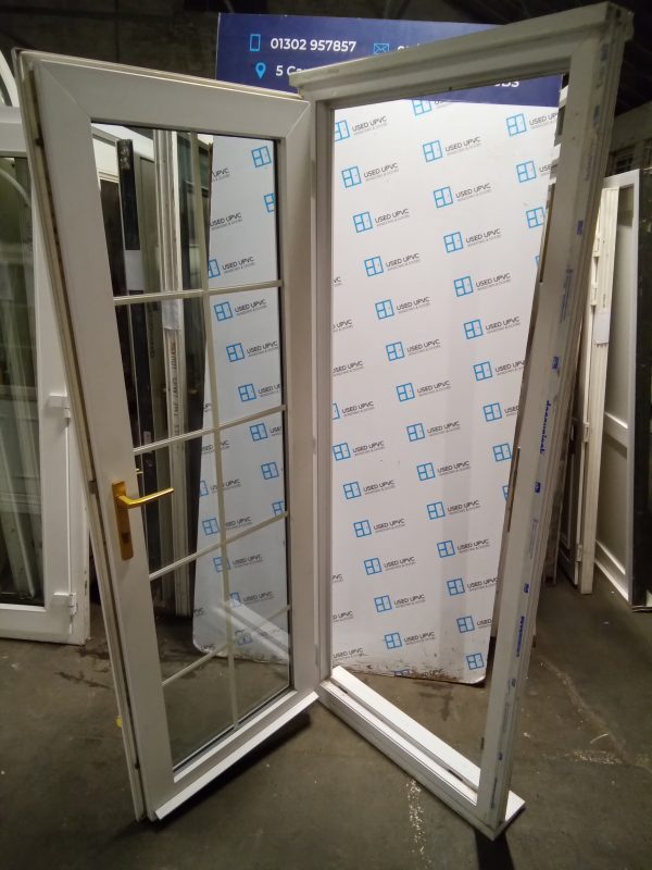 Used White Upvc full glass back door 835mm x 2100mm 0541 - Image 3