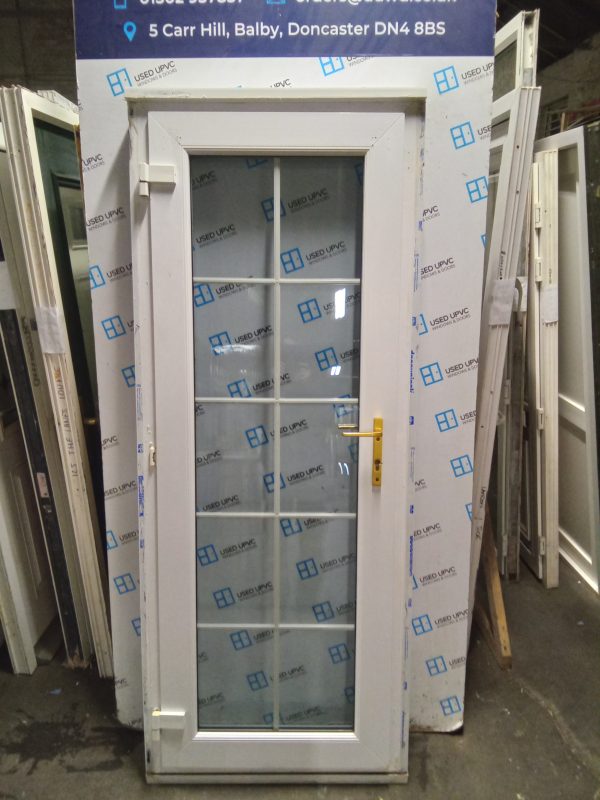 Used White Upvc full glass back door 835mm x 2100mm 0541 - Image 2