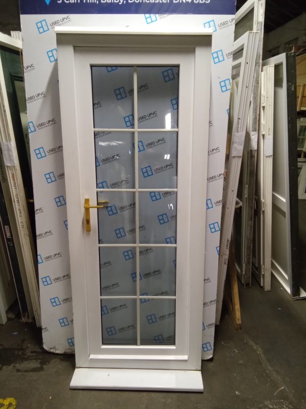 Used White Upvc full glass back door 835mm x 2100mm 0541