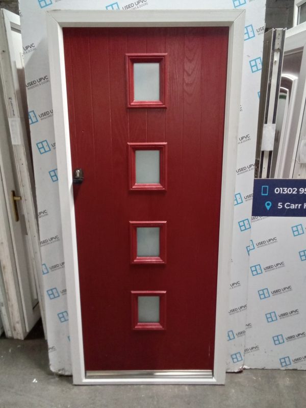 Used red Composite Front Door 920mm x 2050mm 0755