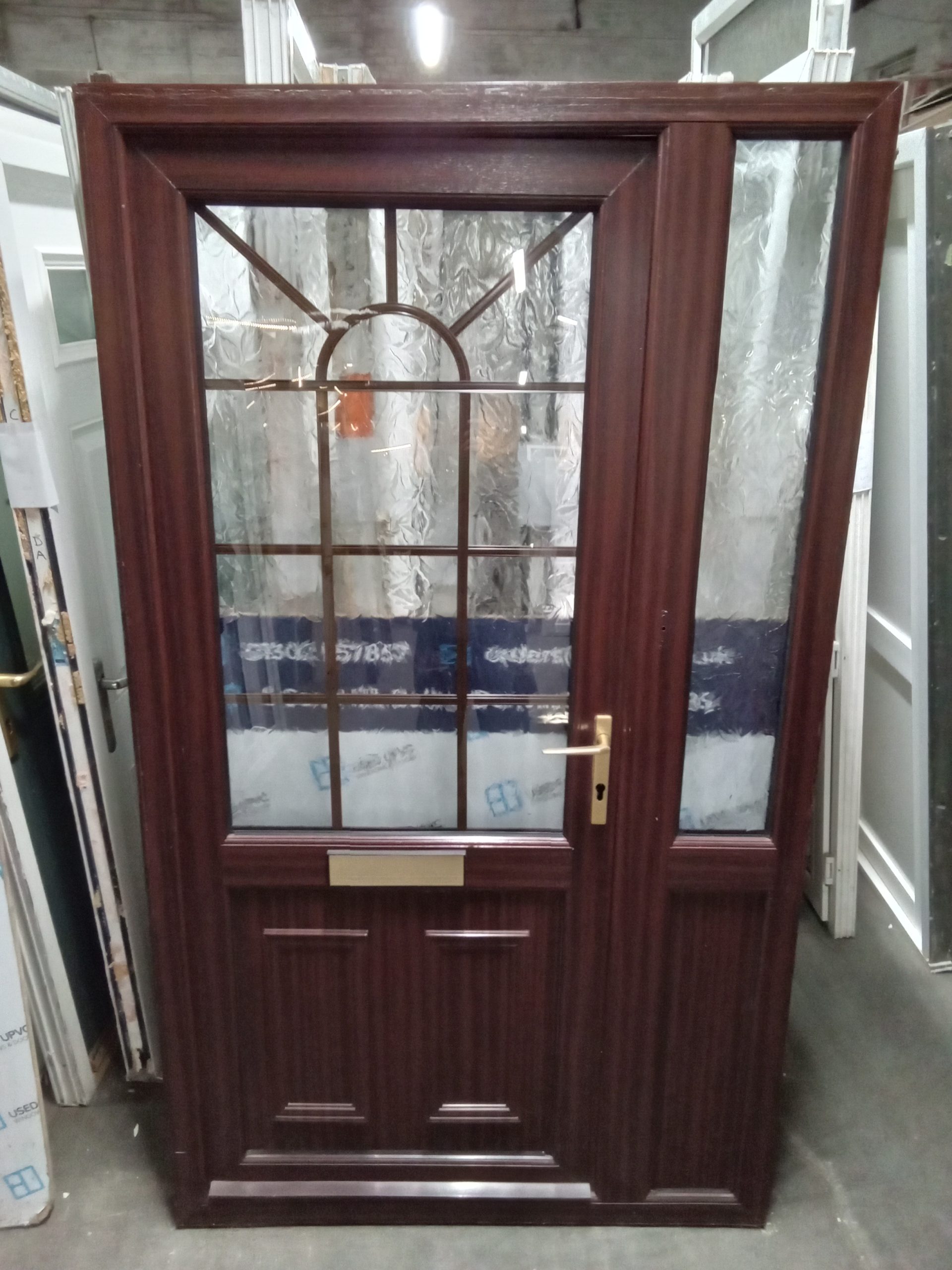 Used Woodgrain Upvc Front Door And Side 1190mm X 2055mm Ds0042 