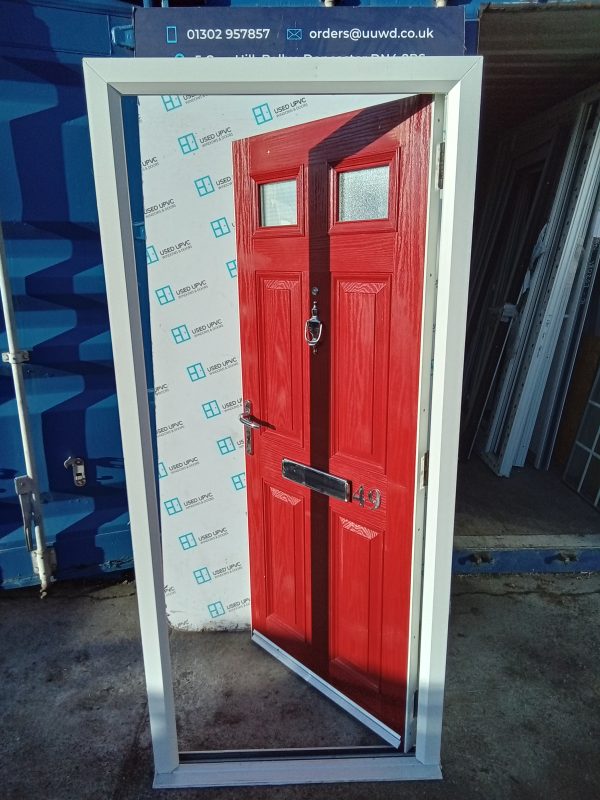 Used red Composite Front Fire Door 890mm x 1995mm C8D02 - Image 5