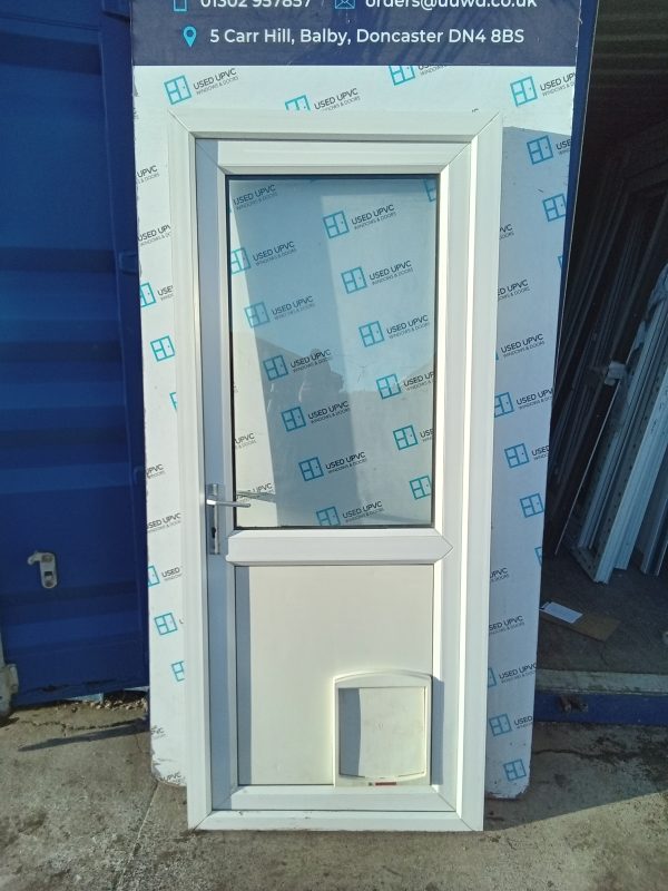 Used White Upvc back door 890mm x 2060mm C8D14