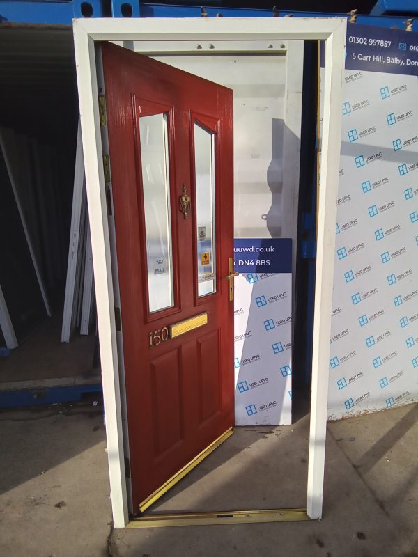 Used red Composite Front door 960mm x 2095mm C8D28 - Image 5