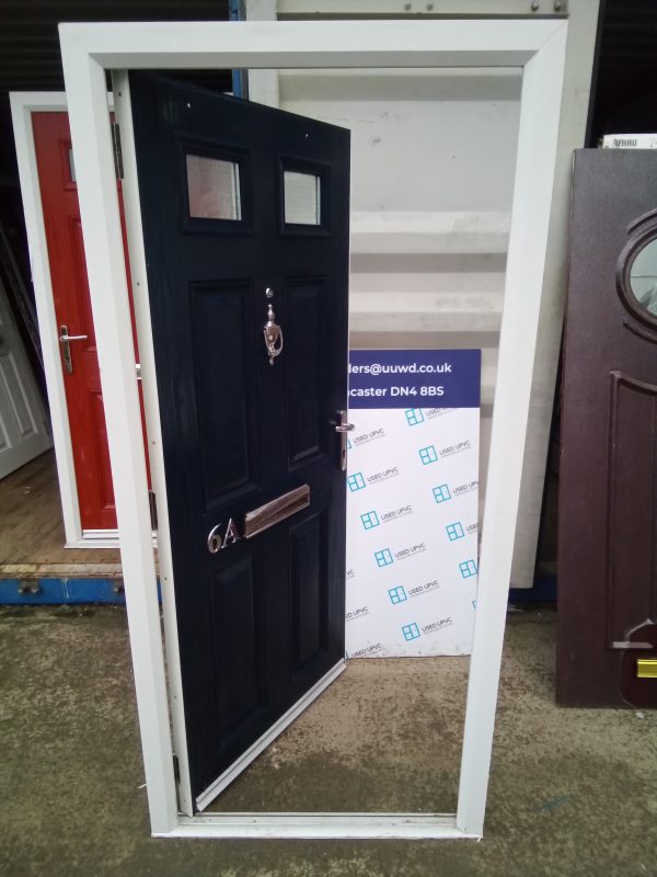 Used dark blue Composite front door 935mm x 1970mm C8D52 - Image 5