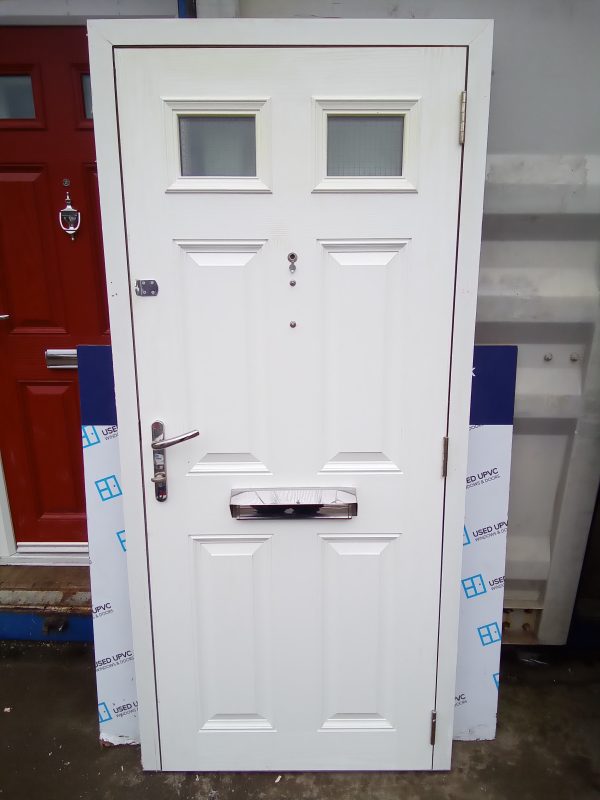 Used red composite front door 900mm x 1960mm C8D54 - Image 2