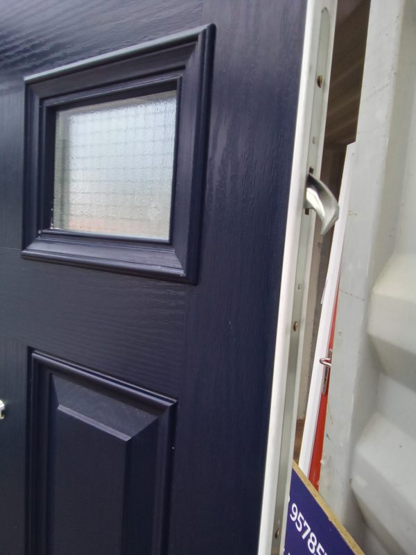 Used navy blue Composite front fire door 870mm x 2040mm C8D56 - Image 4
