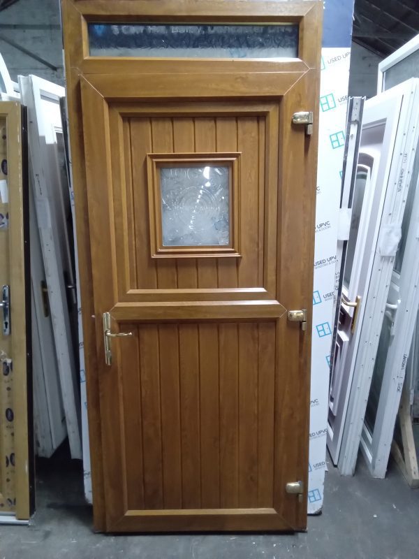 Used Oak Upvc Outward Opening Back Stable Door With Toplight 1030mm x 2350mm 0800
