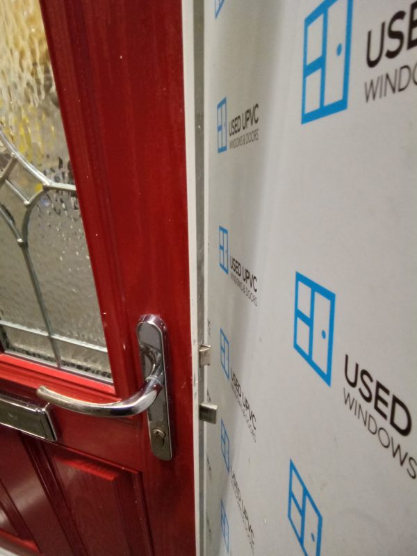 Used red composite front door 860mm x 2040mm 0223 - Image 4