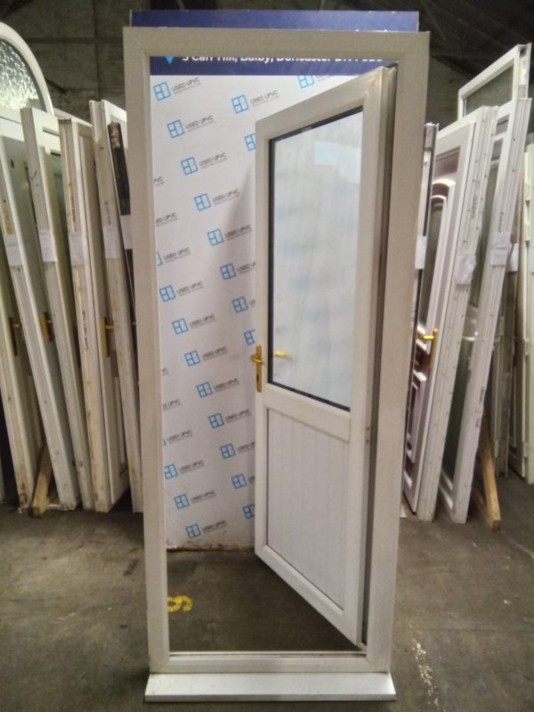 Used White Upvc Back Door 850mm x 2090mm width can be reduced to 835mm 0210 - Image 6