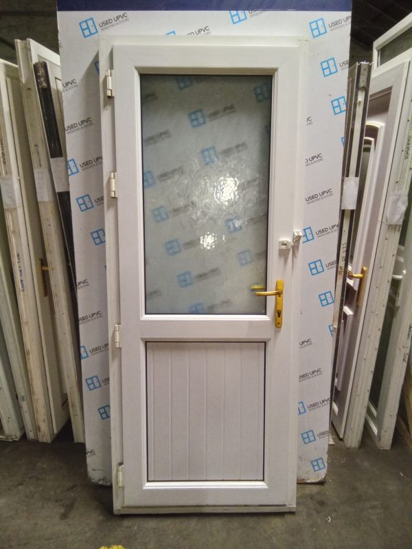 Used White Upvc Back Door 850mm x 2090mm width can be reduced to 835mm 0210 - Image 2