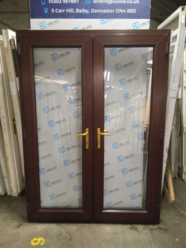 Used Rosewood Upvc French Doors 1515mm x 2065mm EA1 - Image 2