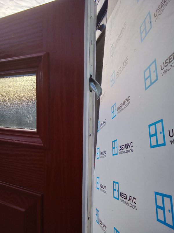 Used red composite front fire door 885mm x 1965mm C1D25 - Image 5