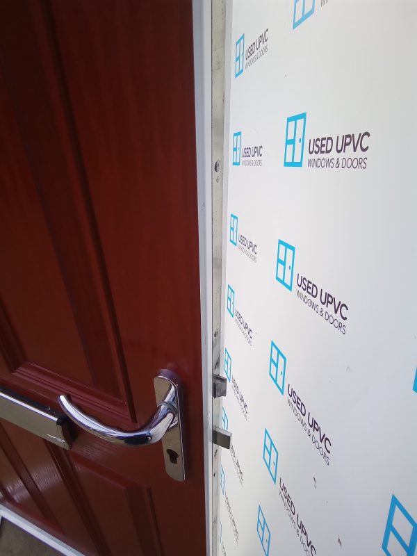 Used red composite front fire door 885mm x 1965mm C1D25 - Image 4