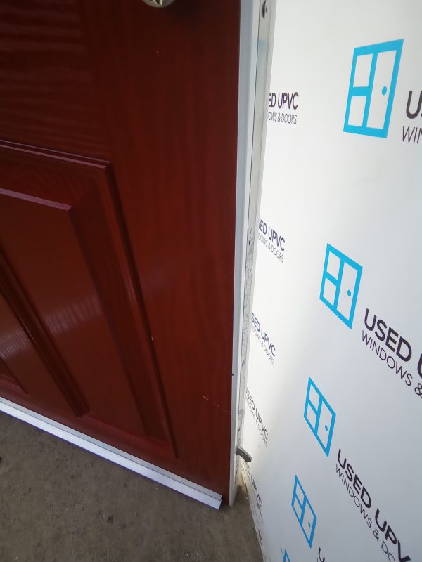 Used red composite front fire door 885mm x 1965mm C1D25 - Image 3