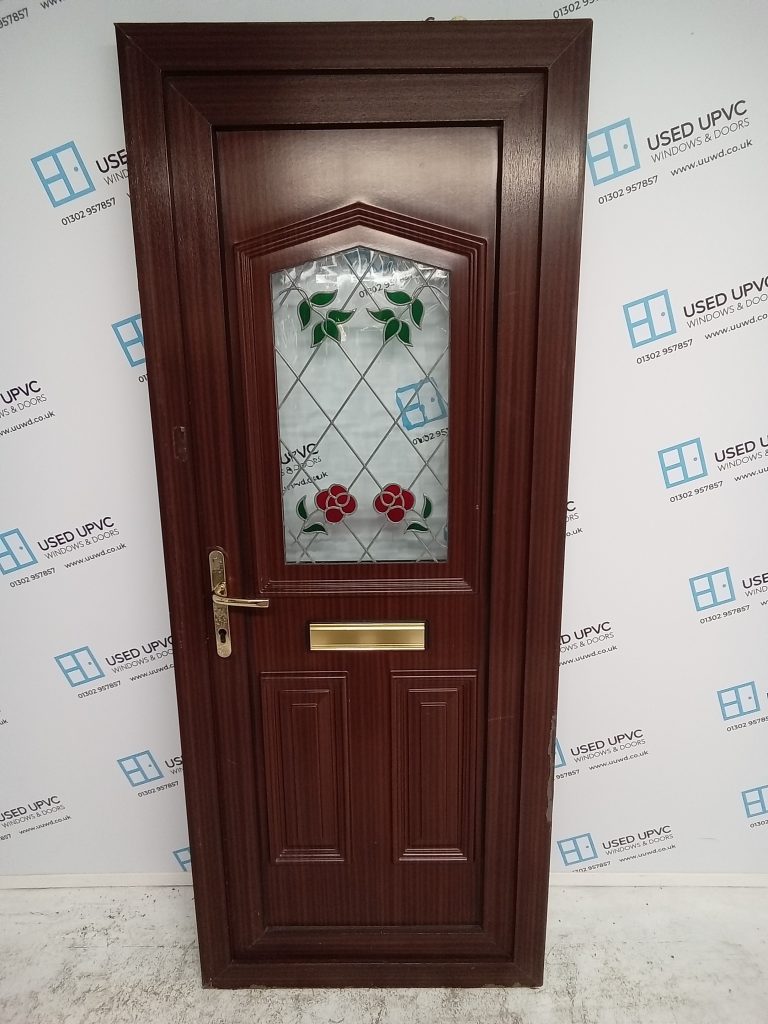 Used Woodgrain Upvc Front Door 815mm x 2040mm 0223 Used UPVC Windows