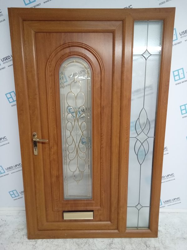 Used Oak Upvc Front Door And Side Panel 1265mm x 2025mm (reduce to 1245mm) DS052