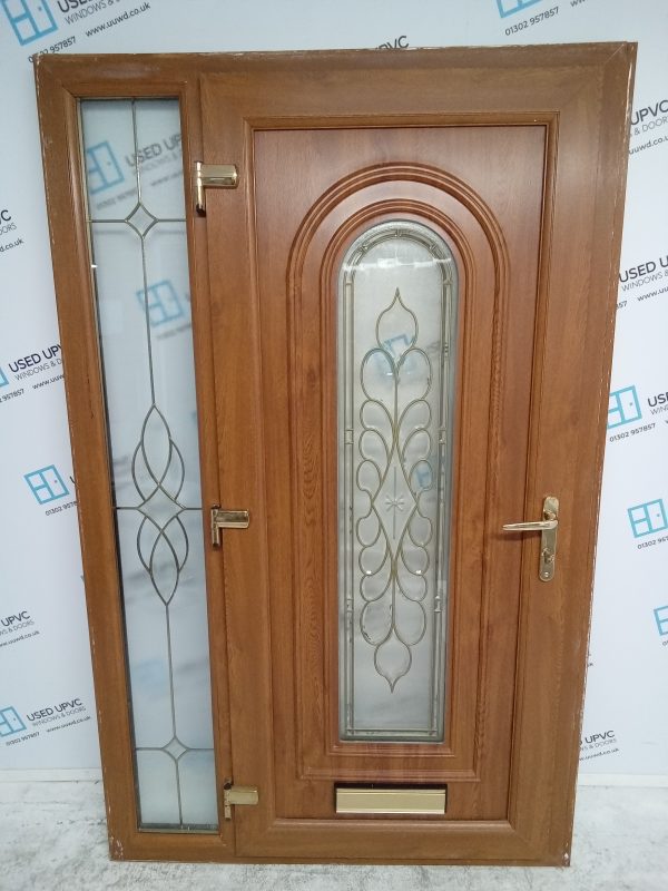 Used Oak Upvc Front Door And Side Panel 1265mm x 2025mm (reduce to 1245mm) DS052 - Image 2