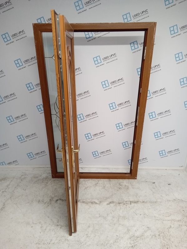 Used Oak Upvc Front Door And Side Panel 1265mm x 2025mm (reduce to 1245mm) DS052 - Image 3