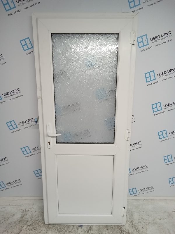 Used White Upvc Back Door 870mm x 2055mm 0055 - Image 2