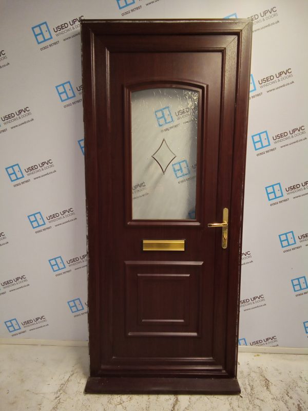 Used Rosewood Upvc Front Door 910mm x 2090mm 0060