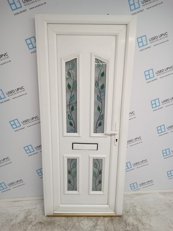 Used White Upvc Front Door 860mm x 2025mm (reduce to 840mm) 0157