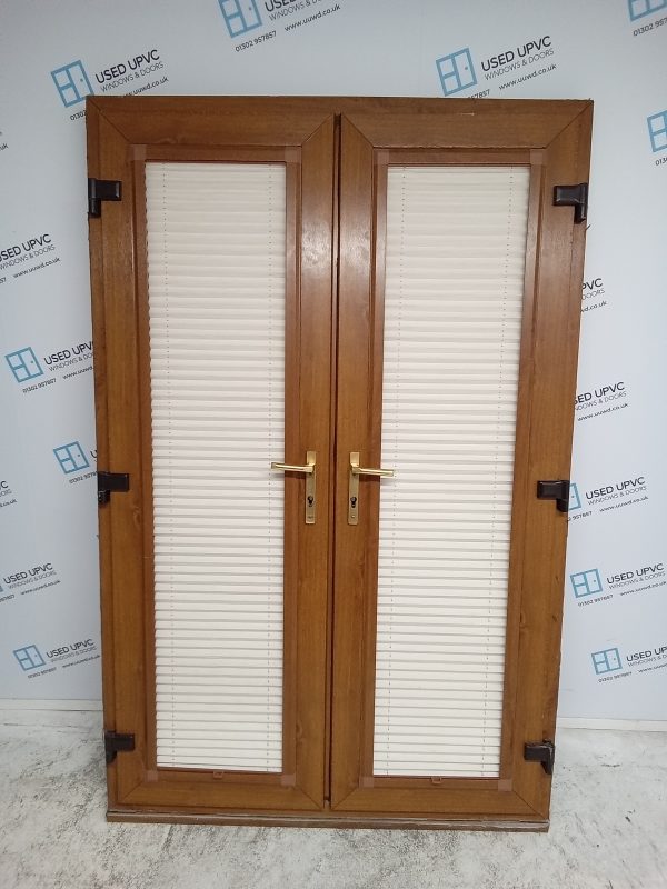 Used Oak Upvc French Doors 1340mm x 2090mm EA6A - Image 5