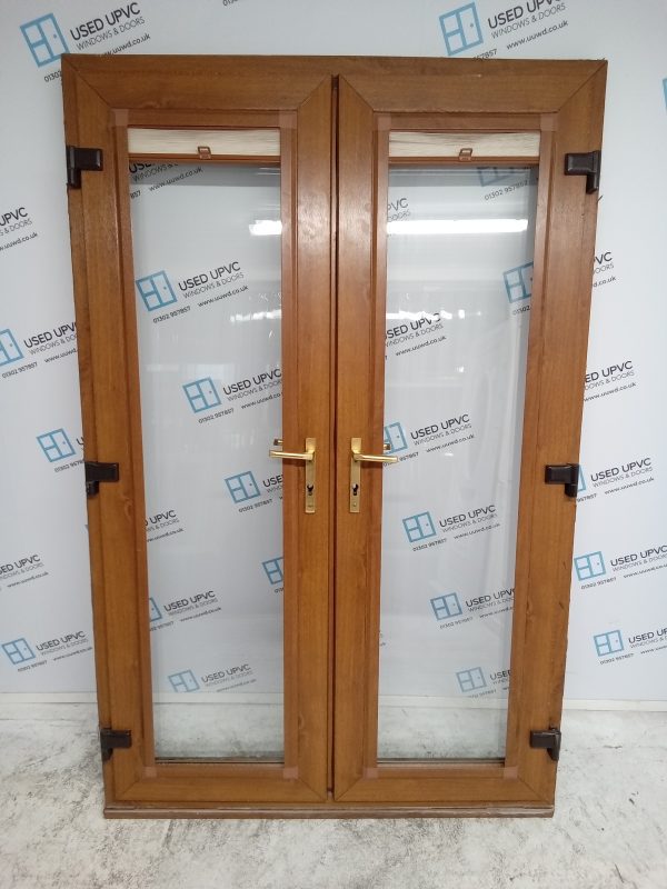 Used Oak Upvc French Doors 1340mm x 2090mm EA6A - Image 2