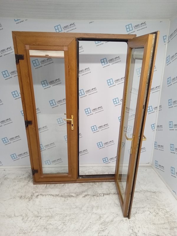 Used Oak Upvc French Doors 1340mm x 2090mm EA6A - Image 3