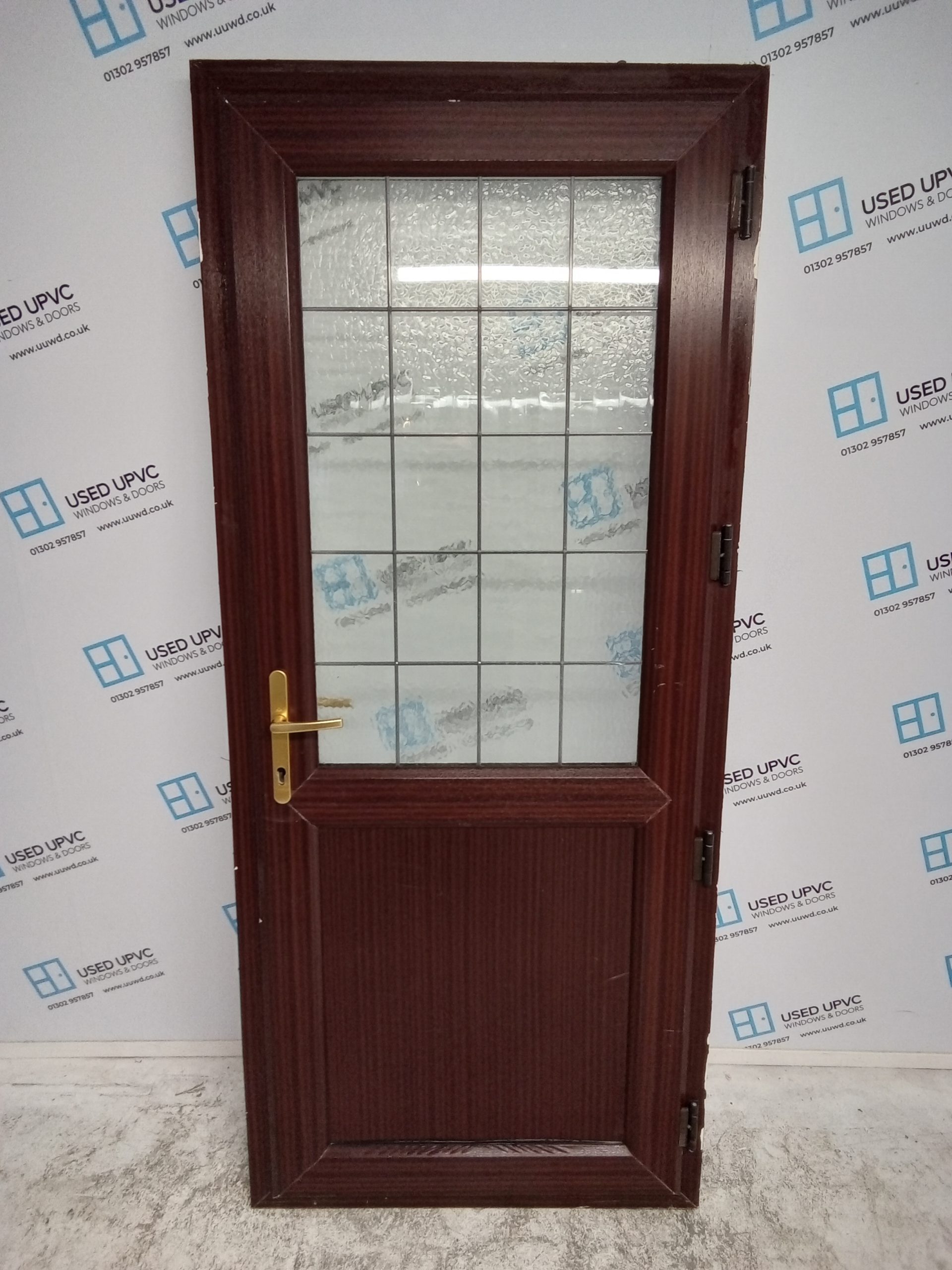 Used Woodgrain Upvc Back Door 890mm x 2055mm (outwards opening) 0541 ...