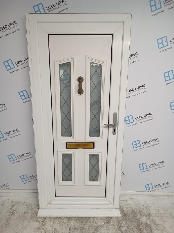 Used White Upvc Front Door 940mm x 2075mm (reduce to 910mm) 0474