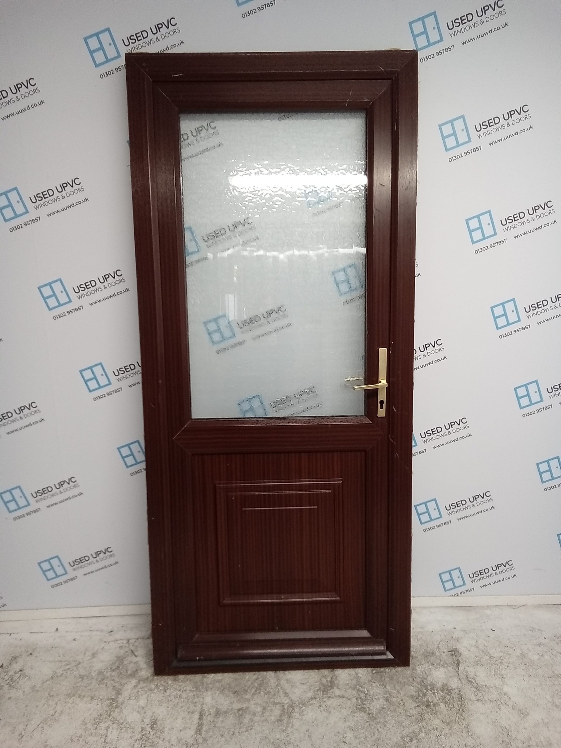 Used Woodgrain Upvc Back Door 910mm x 2080mm 0520 Used UPVC Windows