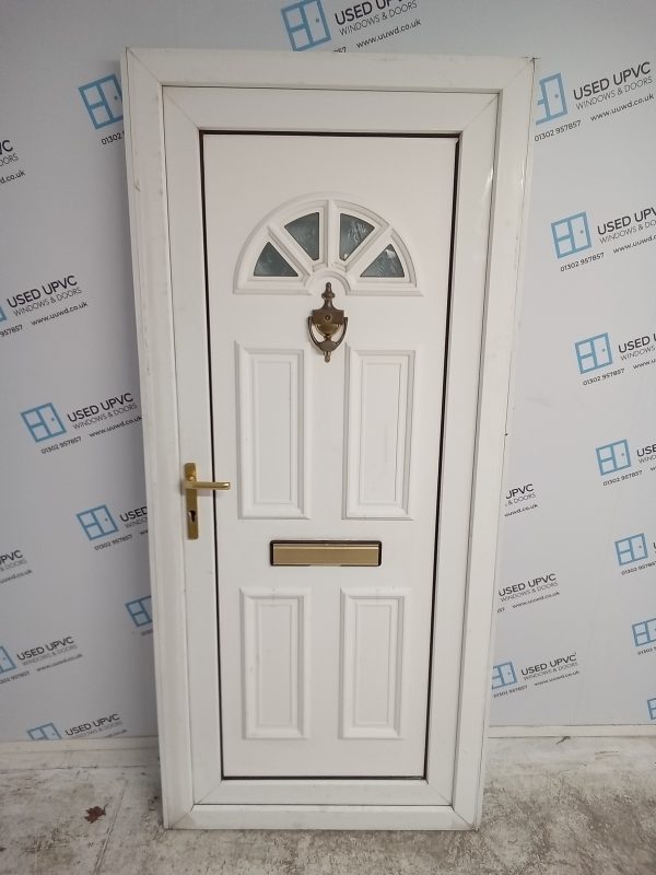 Used White Upvc Front Door 930mm x 2050mm (reduce to 900mm) 0467