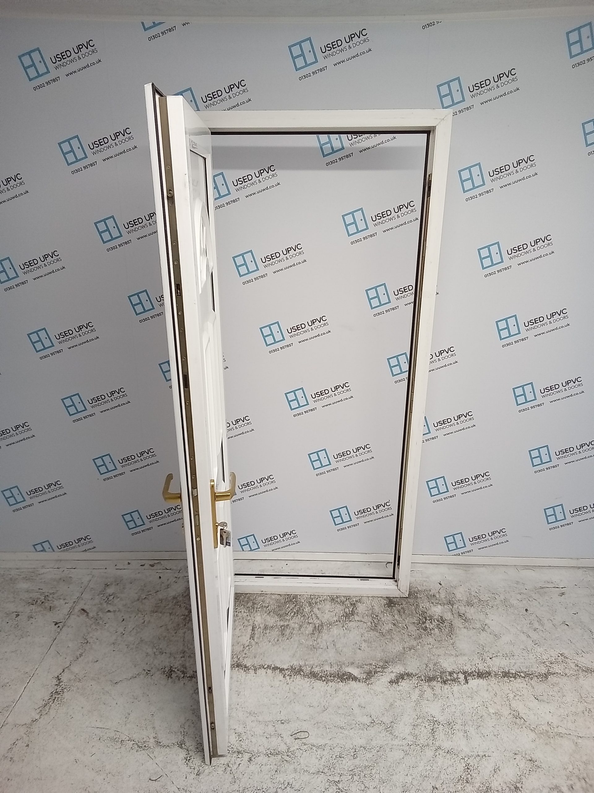 Used White Upvc Back Door 920mm X 2030mm (reduce To 900mm) 0884 