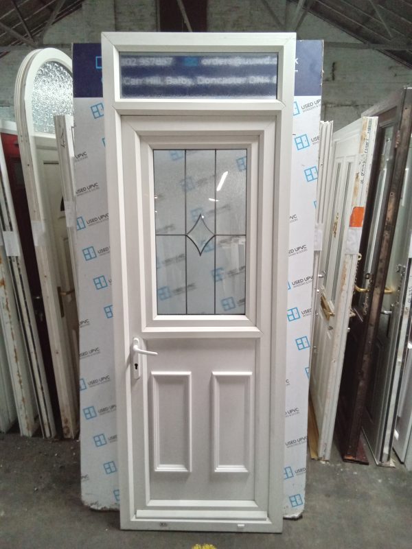 Used White Upvc Stable Back Door And Toplight 840mm x 2400mm 0814