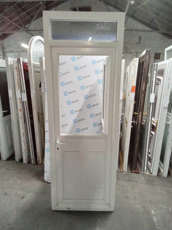 Used White Upvc Stable Back Door And Toplight 840mm x 2400mm 0814 - Image 4