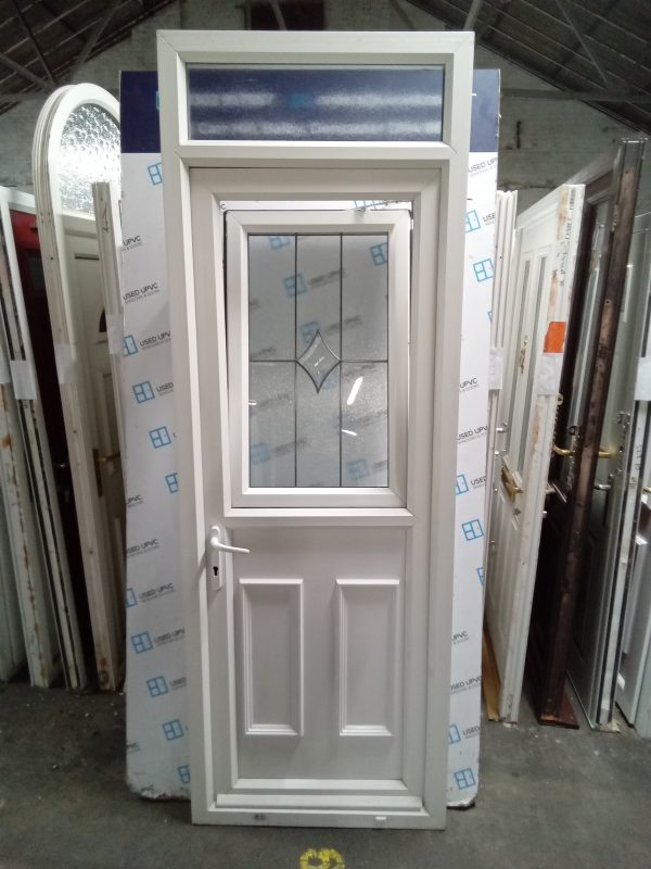 Used White Upvc Stable Back Door And Toplight 840mm x 2400mm 0814 - Image 5