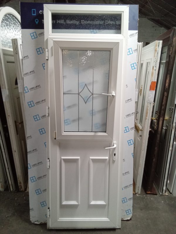 Used White Upvc Stable Back Door And Toplight 840mm x 2400mm 0814 - Image 6